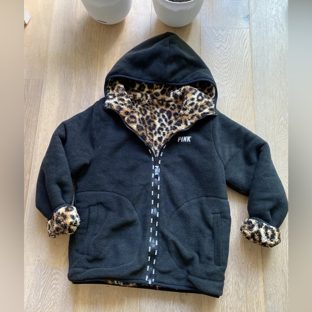 Victoria’s Secret PINK Sherpa Fleece Hoodie Cheetah XS